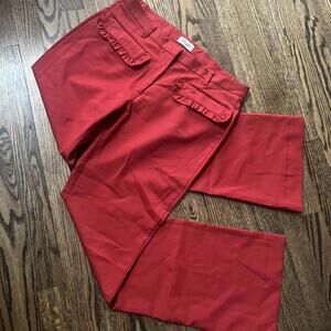 Red ruffle wool straight high-waisted Baum und Pferdgarten trousers pants